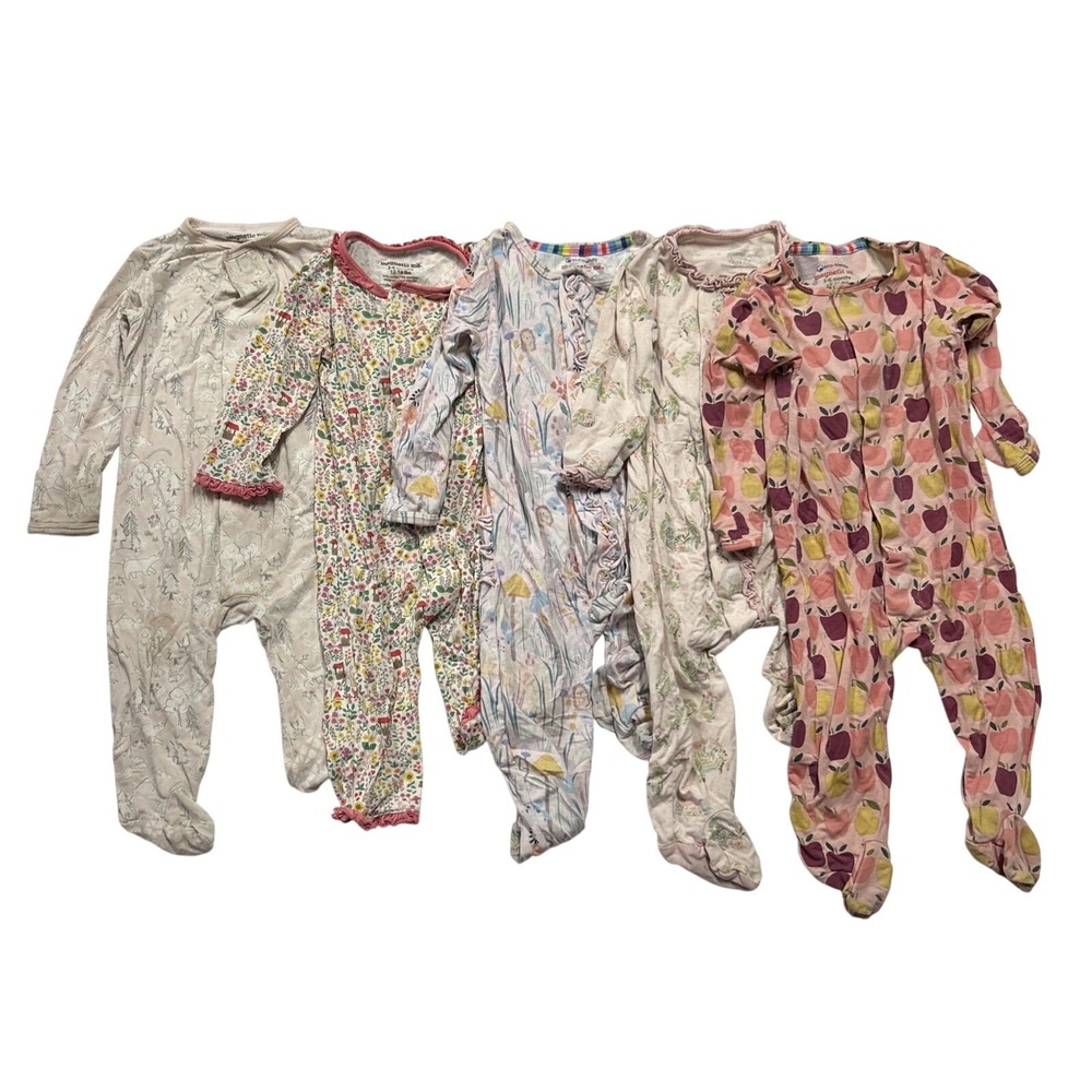 Magnetic Me 5 pc Bundle Lot Girls 3-6 Months Footies Bodysuit Floral Animals